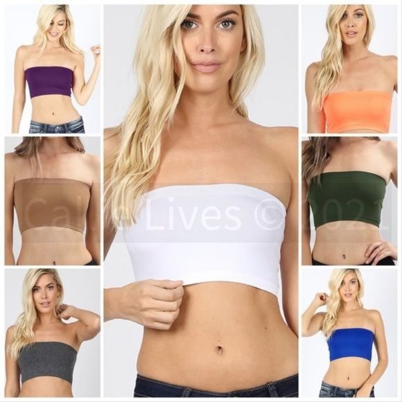 Callie Lives Other - Stasia Bandeau: Seamless Tube Crop Bra Tops